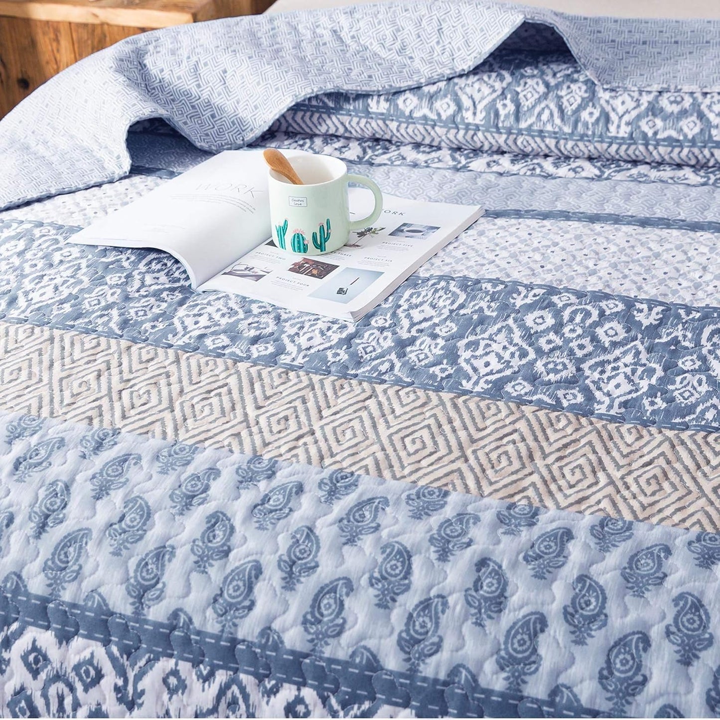 2/3pcs Light Floral Quilt Set, Cute Print All Season Lightweight Bedspread Cover image 18