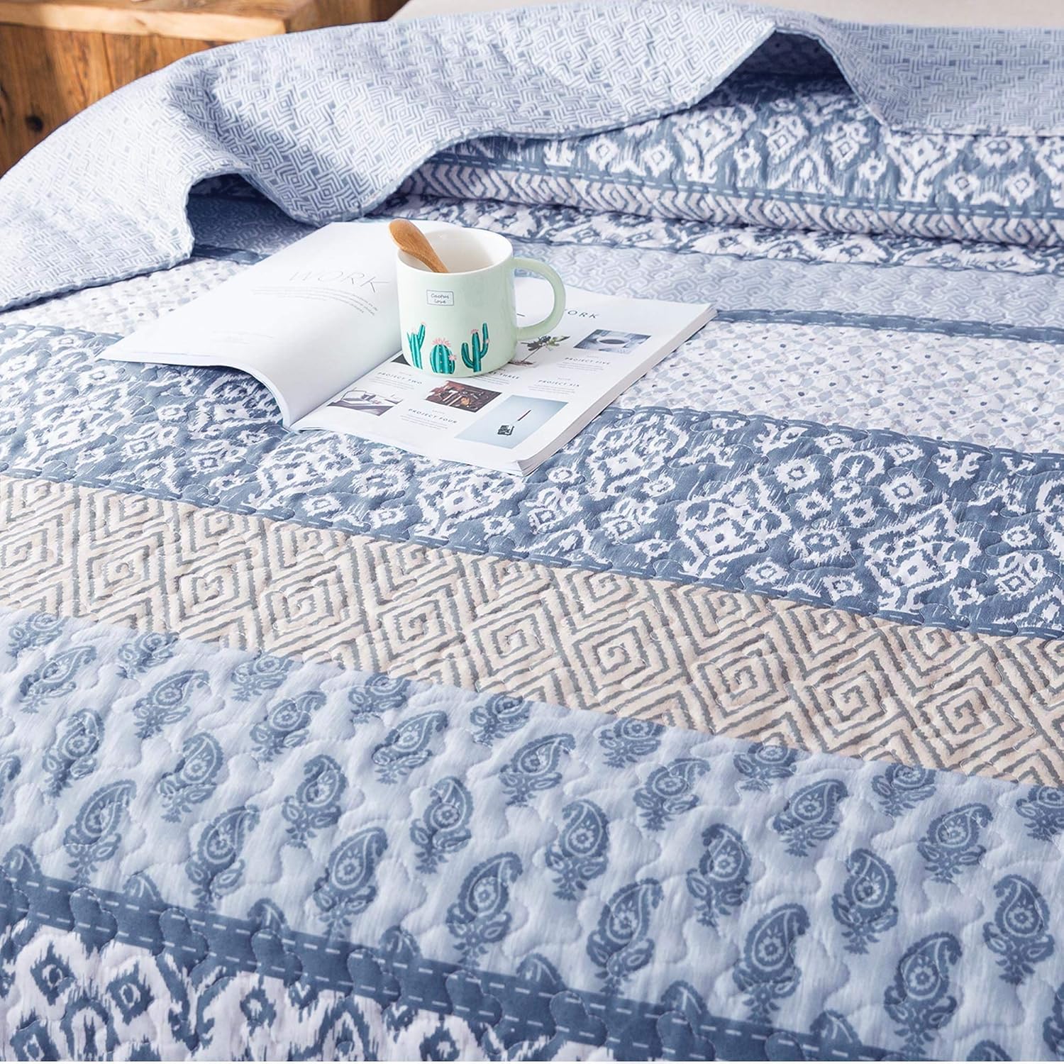 2/3pcs Light Floral Quilt Set, Cute Print All Season Lightweight Bedspread Cover image 18