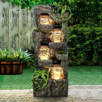 Outdoor Garden Water Fountain 55.5 Inch 4 Tiers Cascading Decor Water Feature with Submersible Pump Relaxation