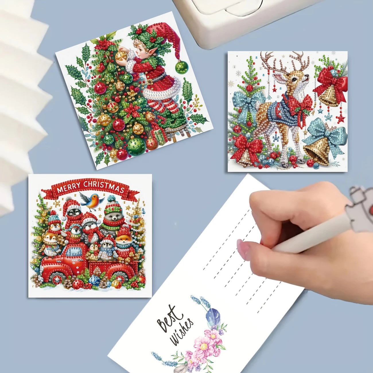 6 Christmas Best Wishes Greeting Cards  Handmade COMPLETE &  SEALED image 1