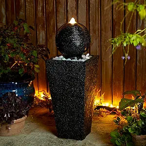 Ceramic Outdoor Water Fountain with LED Light, Oversized Artichoke Pedestal Wate image 6