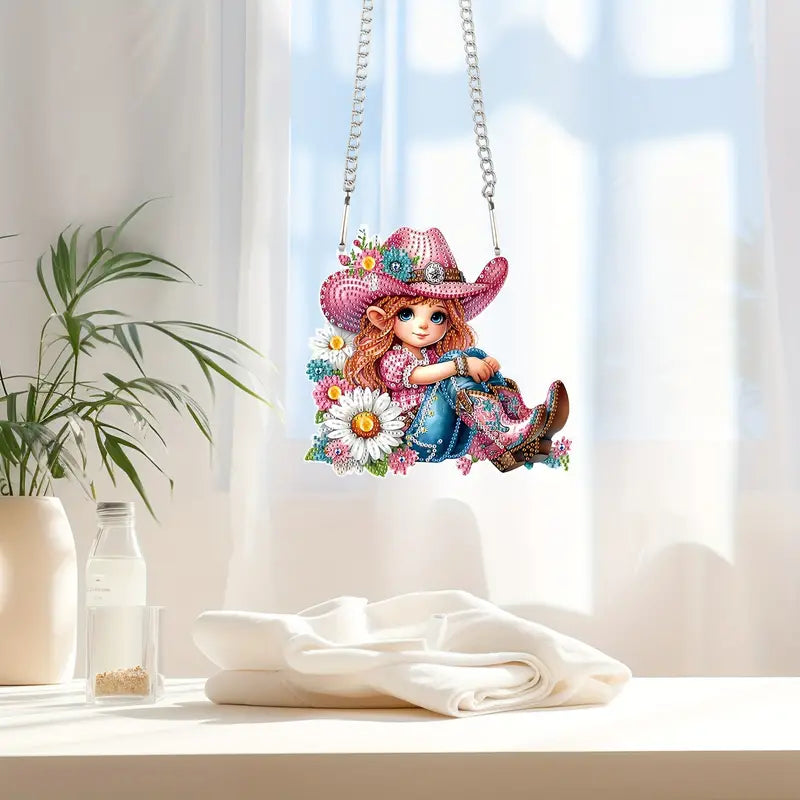 Cowgirl Diamond Jewel Art Hanging Decor, Home & Bedroom Decor COMPLETED image 3