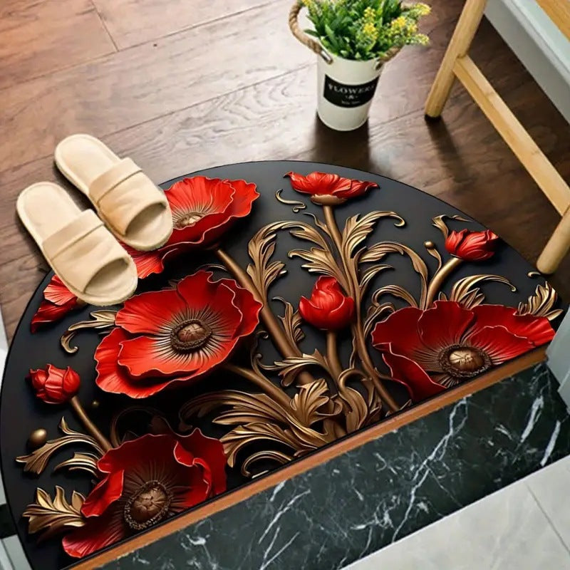 VIKAMA Crystal Velvet Boho Half Round Carpett Living Room Entryway Floor Mat Non image 13