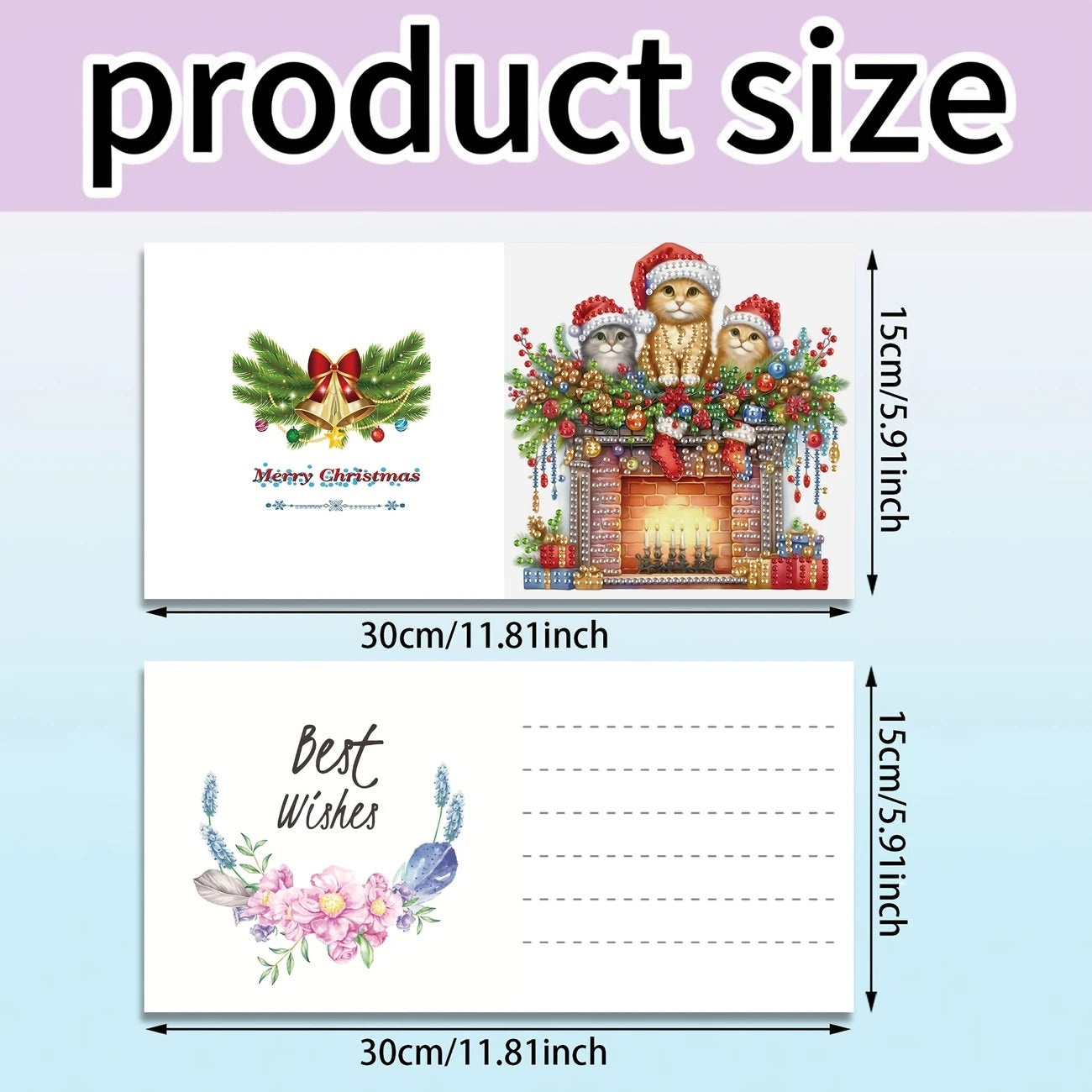 6 Christmas Best Wishes Greeting Cards  Handmade COMPLETE &  SEALED image 5