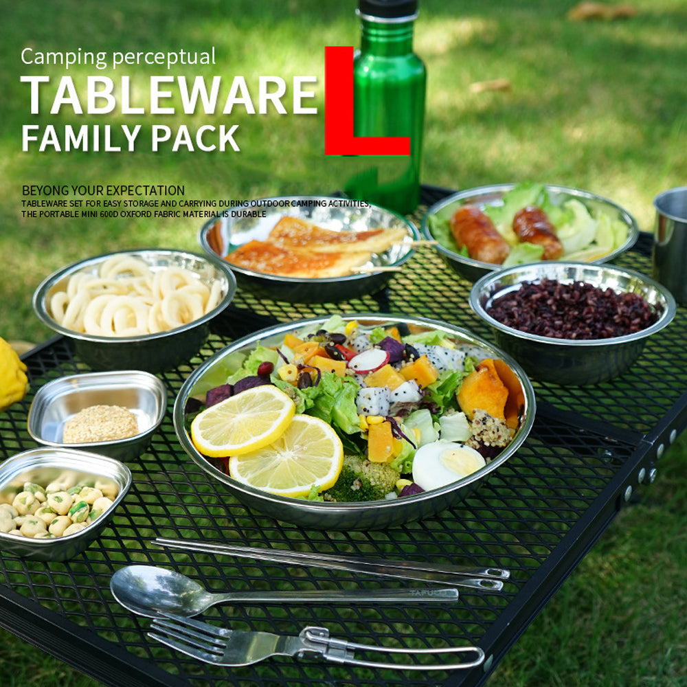 17/22Pcs Set Camping Stainless Steel Dinner Dish Plate Durable Outdoor Picnic Ta image 2
