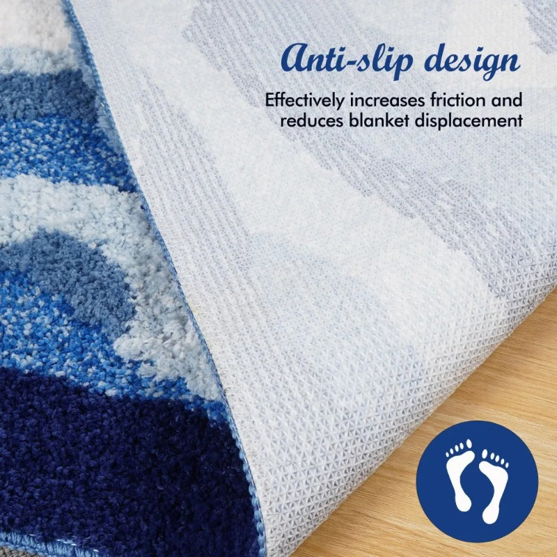 Aesthetic Wave Rug Creative Tufting Antislip Bathroom Carpet Ocean Sea Tufted Ca image 1