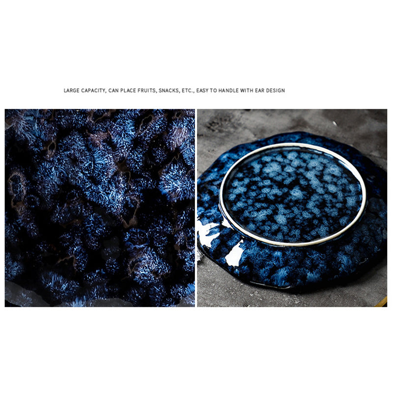 Ceramic Dinner Plates and Bowls, Blue Dishes, Creative Japanese Retro Kiln Chang image 5