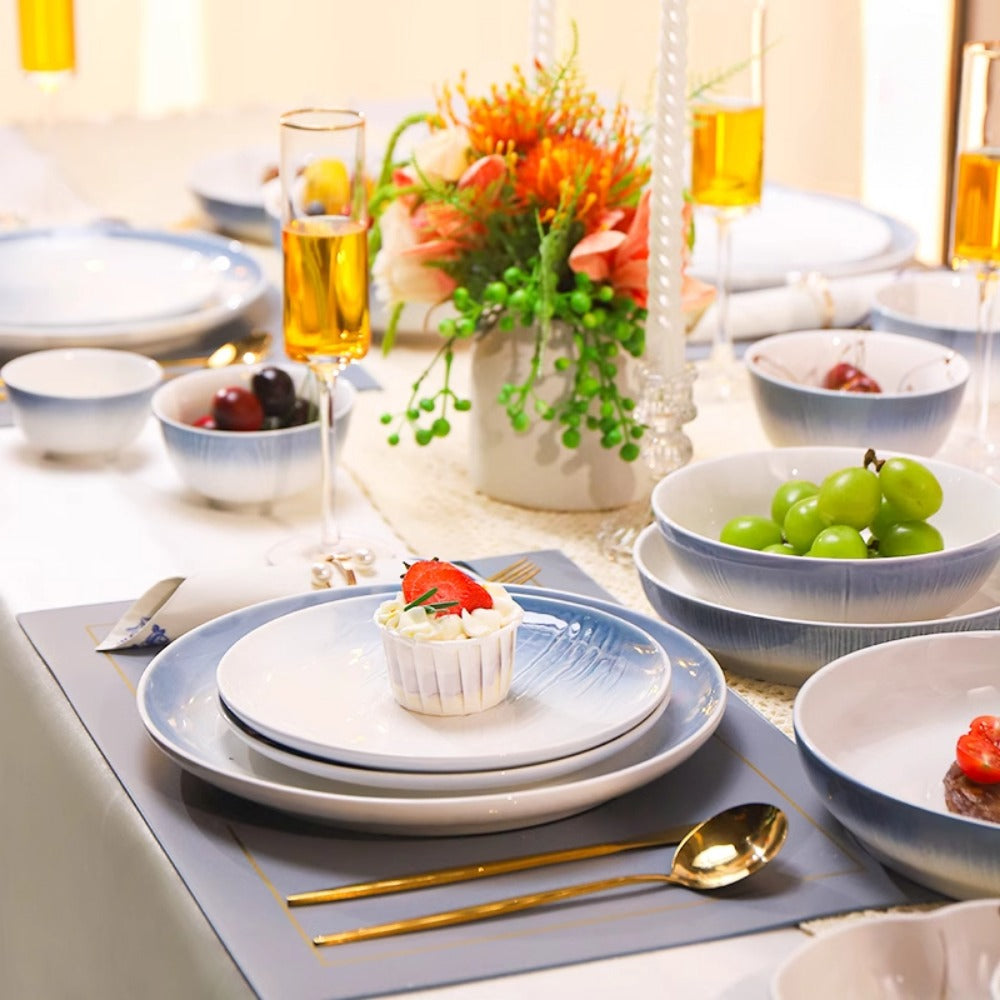 Handmade Ceramic Dinnerware Sets-Reactive Glaze Plates Bowls, Dishwasher Microwa image 4