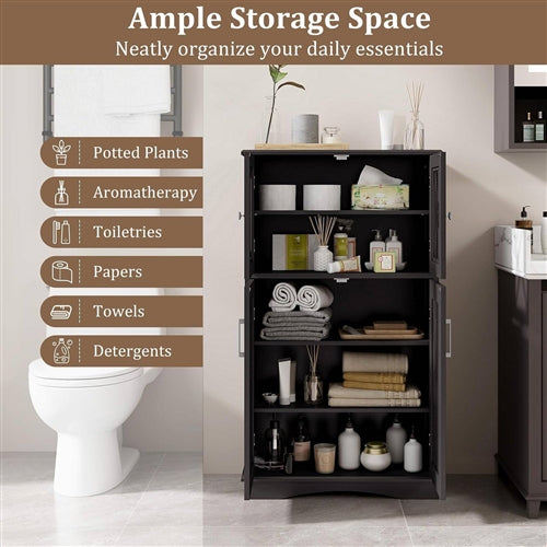 3 Colors Bathroom Towel Linen Cabinet with Glass Doors and Storage Shelves image 7