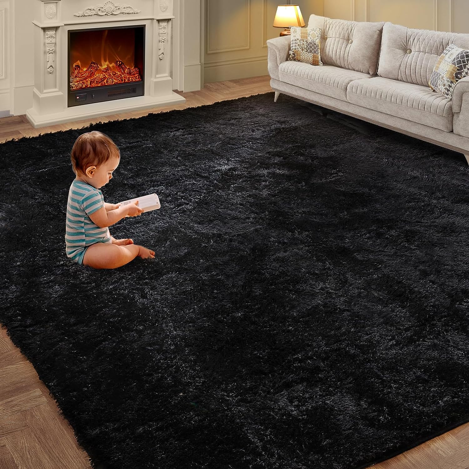 Silk Wool Rug Bedroom Living Room Carpet Children Shag Furry Area Carpet Prayer  image 6