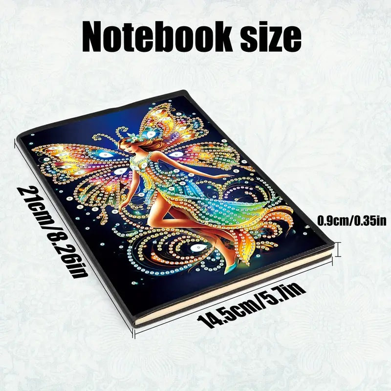 Butterfly Fairy Round Crystal Gem Notebook Journal Diamond Jewel Art COMPLETED image 1