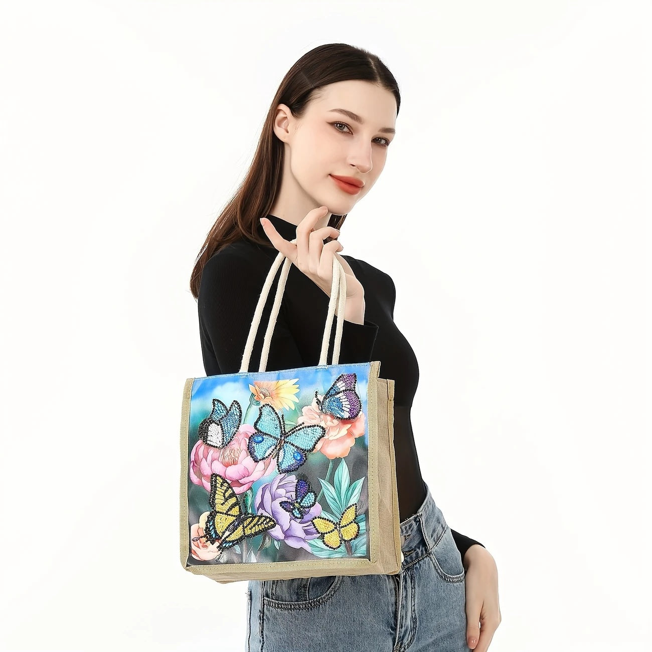 Butterfly Handbag Diamond Jewel Art Painting COMPLETED image 2