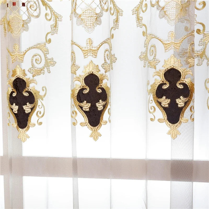European-Style Luxury Villa Curtains for Living Room Elegant Tulle Curtain Luxur image 1