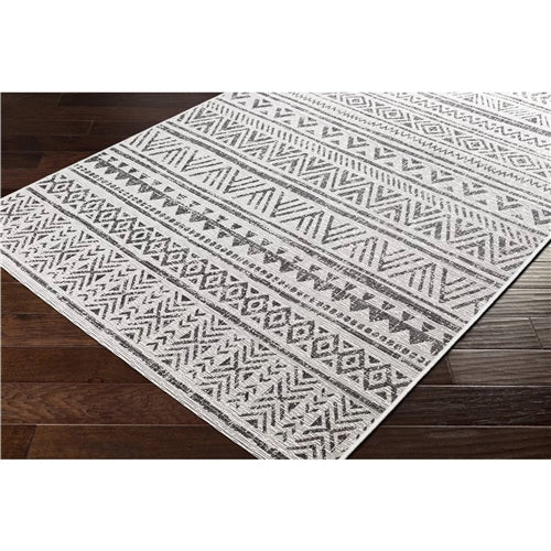 5 ft. x 8 ft. Black Off-White Chevron Coastal Boho Style Indoor Outdoor Area Rug image 4