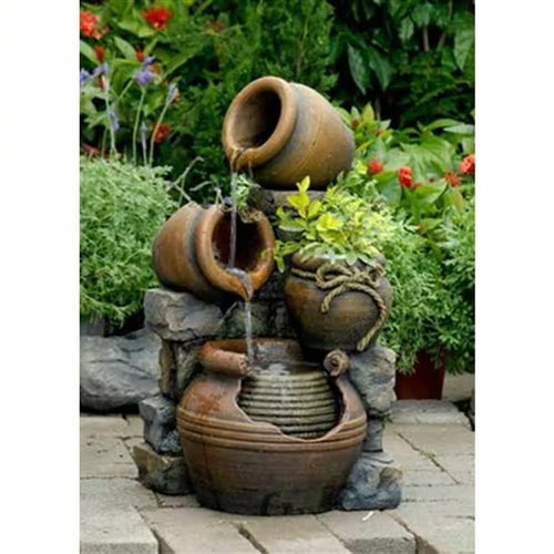 2-in-1 Outdoor Polyresin 15-Gallon Pouring Pots Water Fountain Planter image 1