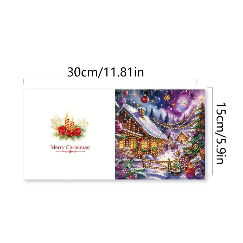 6 Winter Christmas Greeting Card Diamond Jewel Art COMPLETED & SEALED image 4