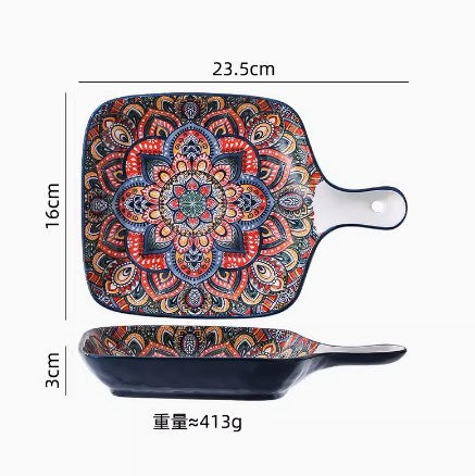 New Bohemian Style Ceramic Household Dishes with Handles Bowls Dishes and Househ image 9