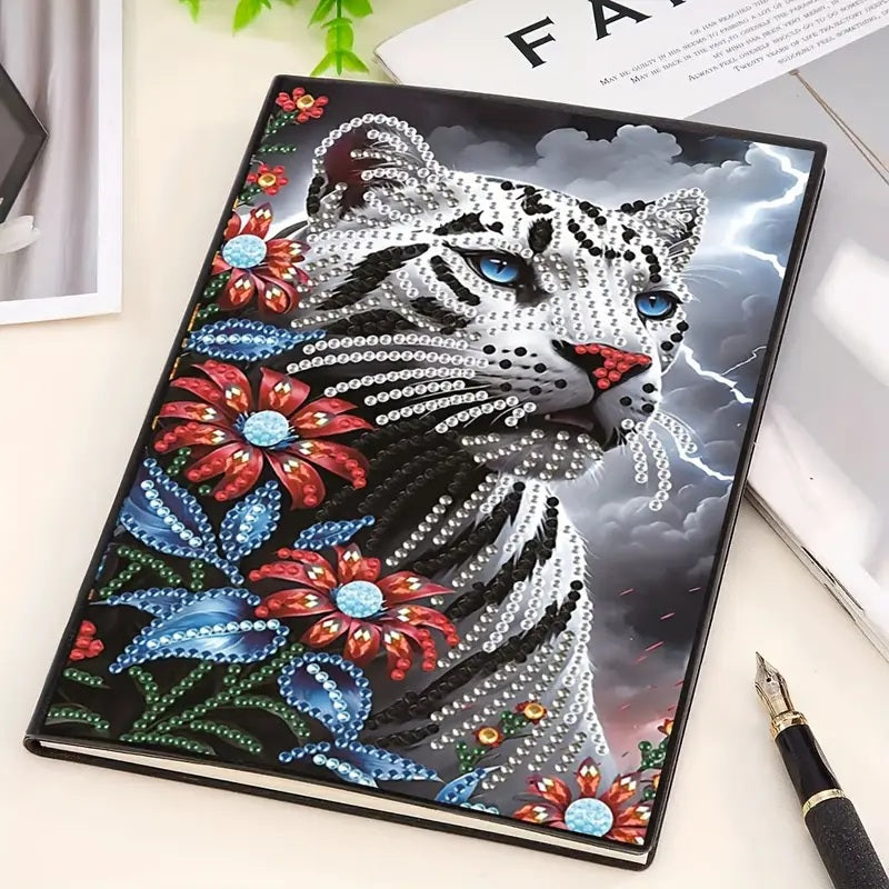 White Tiger Notebook, Journal, Sketchbook Diamond Jewel Art COMPLETED image 3