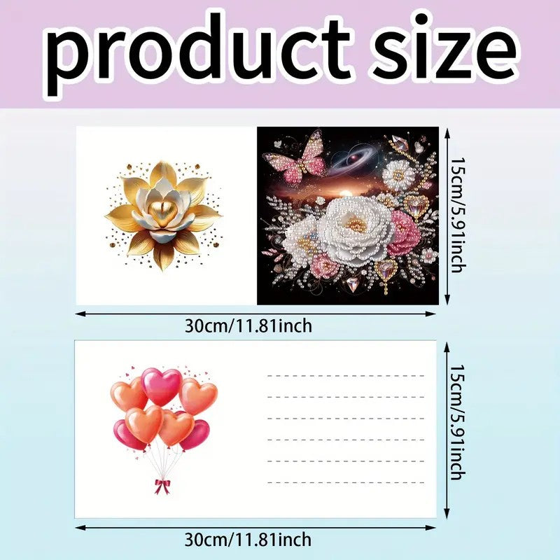 6 Unique Floral Note Greeting Cards Diamond Jewel Art COMPLETED image 7