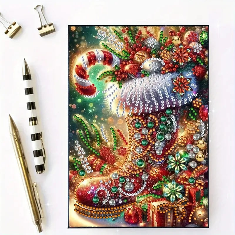 Christmas Atmosphere Shoe Pattern Notebook, Journal, Diamond Jewel Art COMPLETED image 2